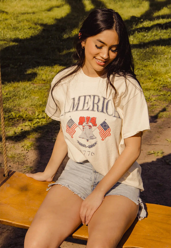 LivyLu - USA Bell 4th of July Tee Off White