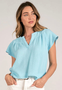 Elan - V-Neck Top Light Azure