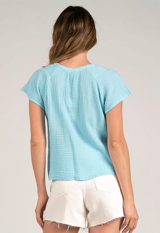 Elan - V-Neck Top Light Azure