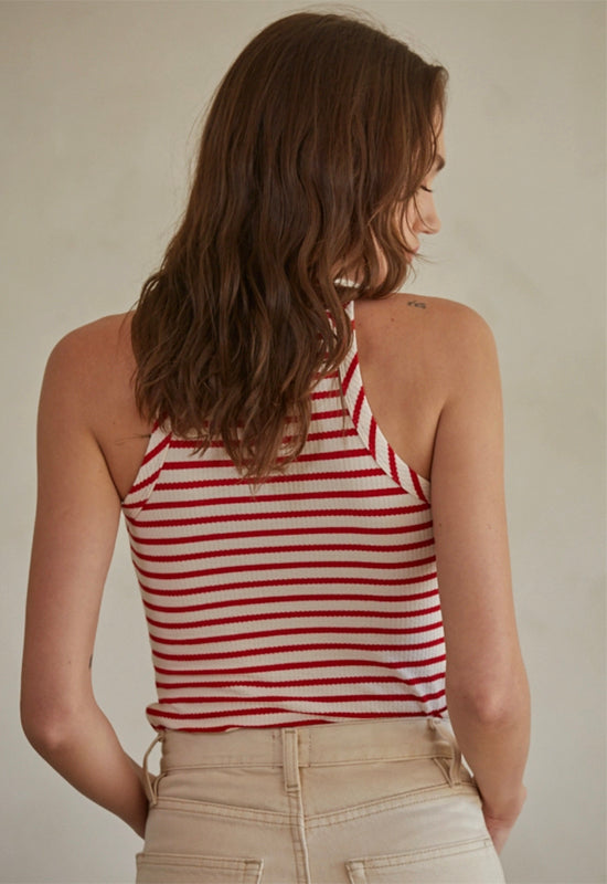 Sleeveless Tank Top - Red Cream