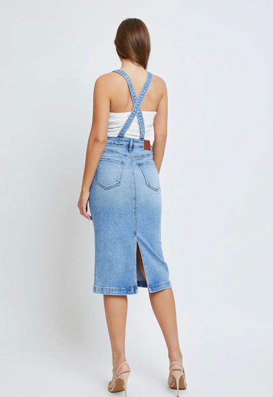 Hidden - Fitted Overall Skirt light Denim