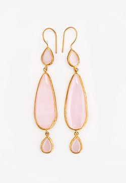 Debbie Katz - Adeena Cat Eye Earrings 18k Gold Rose