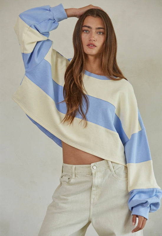 Pullover Top - Blue Cream