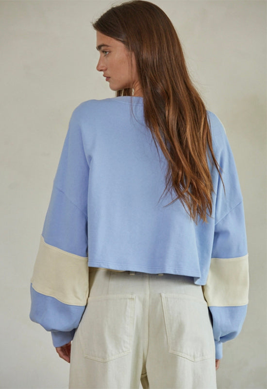 Pullover Top - Blue Cream