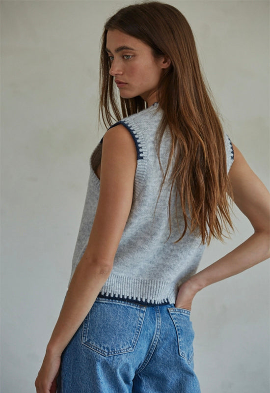 Knit Sleeveless Sweater - Heather Grey