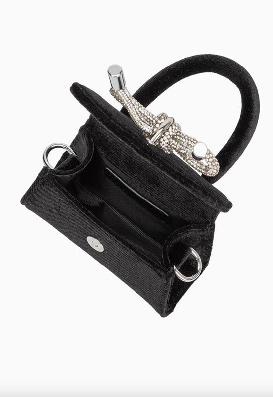 Melie Bianco - Sabrina Velvet Top Handle Bag Black