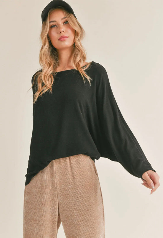 Sadie & Sage - Lindy Dolman Knit Top Black