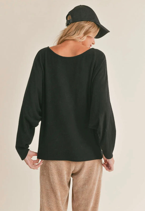 Sadie & Sage - Lindy Dolman Knit Top Black