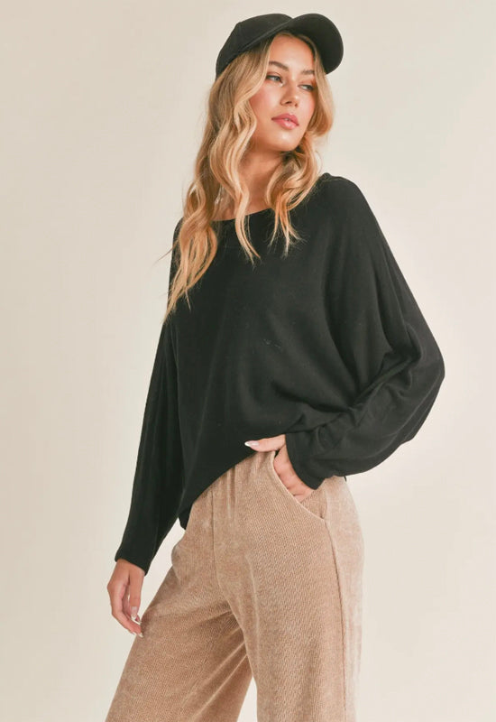 Sadie & Sage - Lindy Dolman Knit Top Black