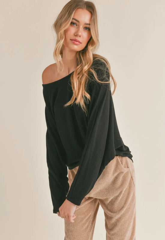 Sadie & Sage - Lindy Dolman Knit Top Black