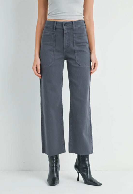 Just Black - High Rise Utility Wide Leg Jeans Charcoal