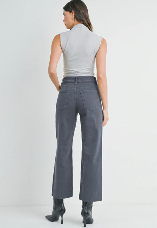 Just Black - High Rise Utility Wide Leg Jeans Charcoal