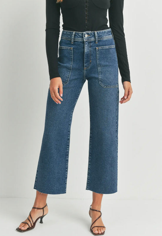 Just Black - High Rise Utility Jean Wide Leg Dark Denim