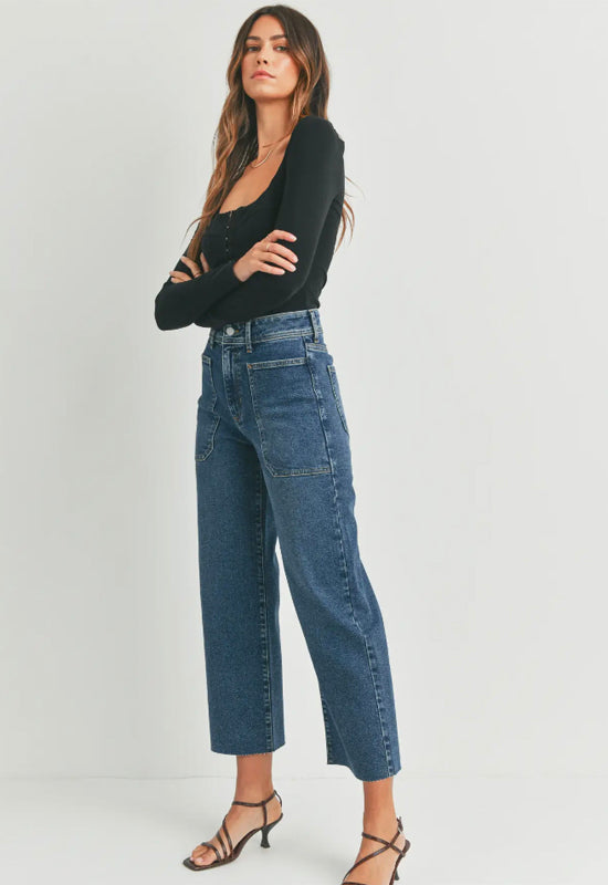 Just Black - High Rise Utility Jean Wide Leg Dark Denim