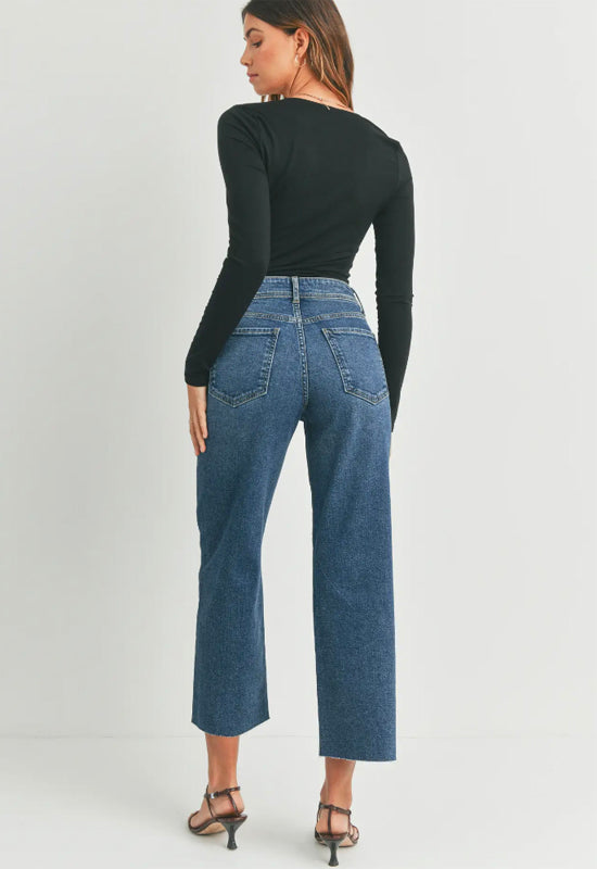 Just Black - High Rise Utility Jean Wide Leg Dark Denim