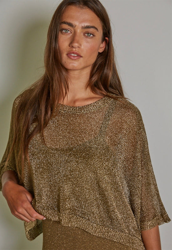 Knit Lurex Crop Top - Bronze