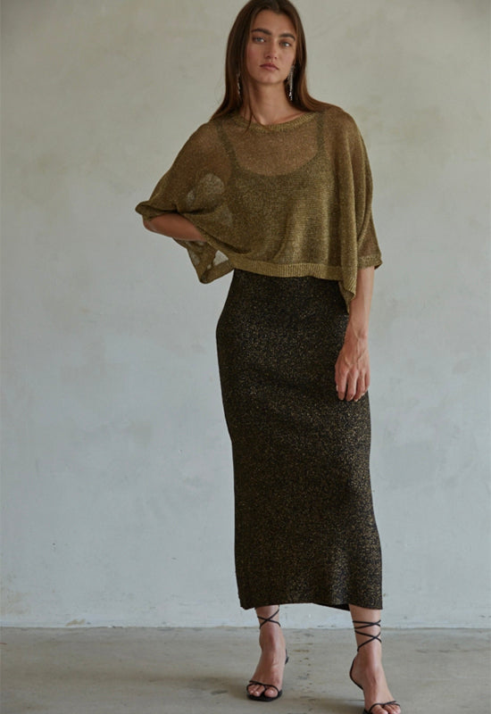 Knit Lurex Crop Top - Bronze