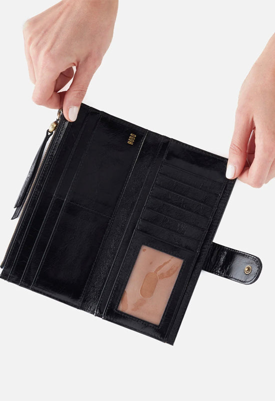 Hobo - Max Continental Wallet Polished Black Leather