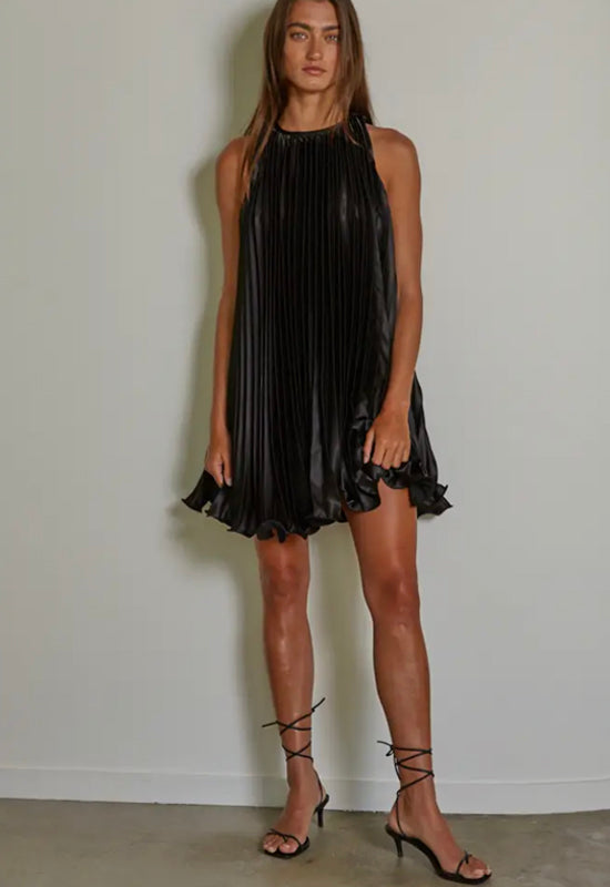 Accordion Pleated Dress - Black