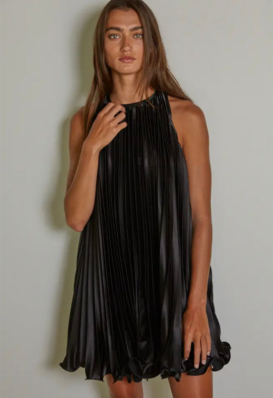 Accordion Pleated Dress - Black