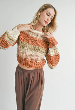 Sadie & Sage - Butter Pecan Chunky Sweater Brick Multi