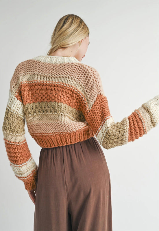 Sadie & Sage - Butter Pecan Chunky Sweater Brick Multi