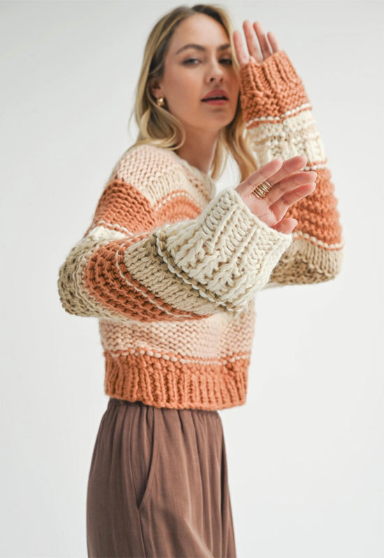 Sadie & Sage - Butter Pecan Chunky Sweater Brick Multi