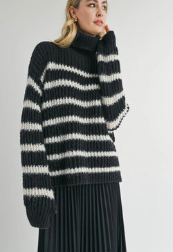 Sadie & Sage - Aki Turtleneck Sweater Black Ivory