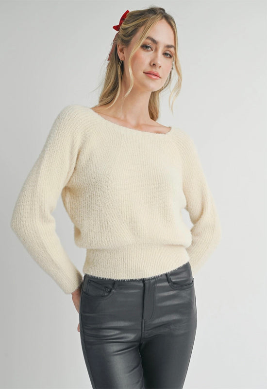 Sadie & Sage - Lydia Fuzzy Sweater Cream