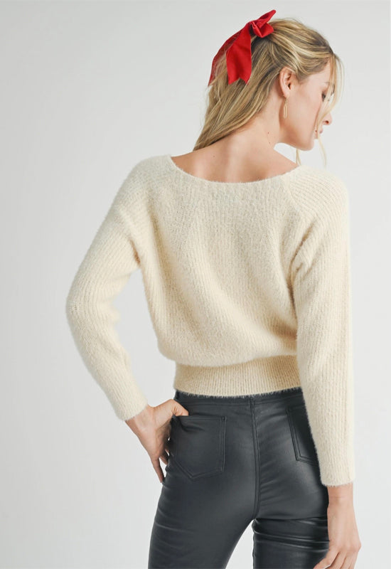 Sadie & Sage - Lydia Fuzzy Sweater Cream