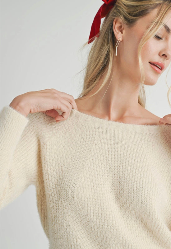 Sadie & Sage - Lydia Fuzzy Sweater Cream