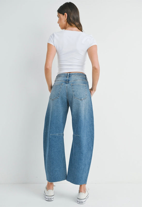 Just Black - Barrel Jean with Seams Medium Denim