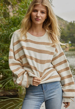 Davis Striped Sweater - Ivory