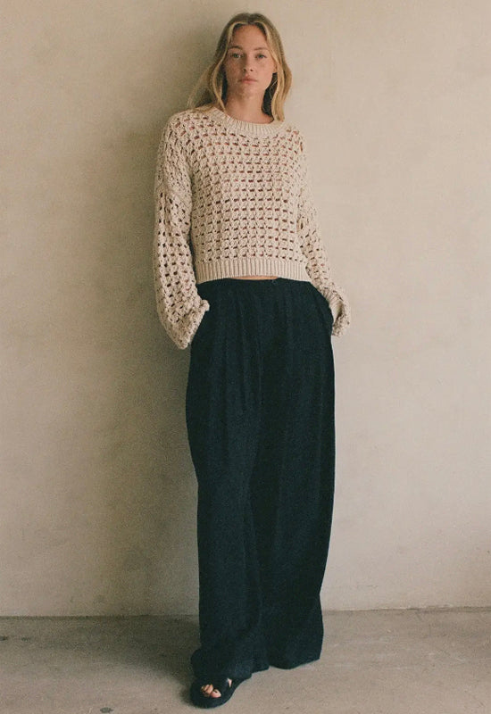 Knit Long Sleeve Sweater - Natural