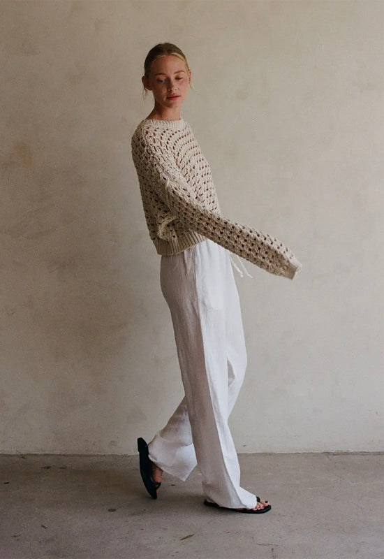 Knit Long Sleeve Sweater - Natural