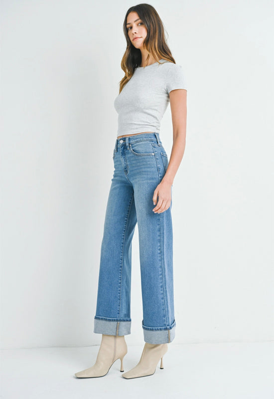 JBD - Cuffed Palazzo Jean Medium Denim