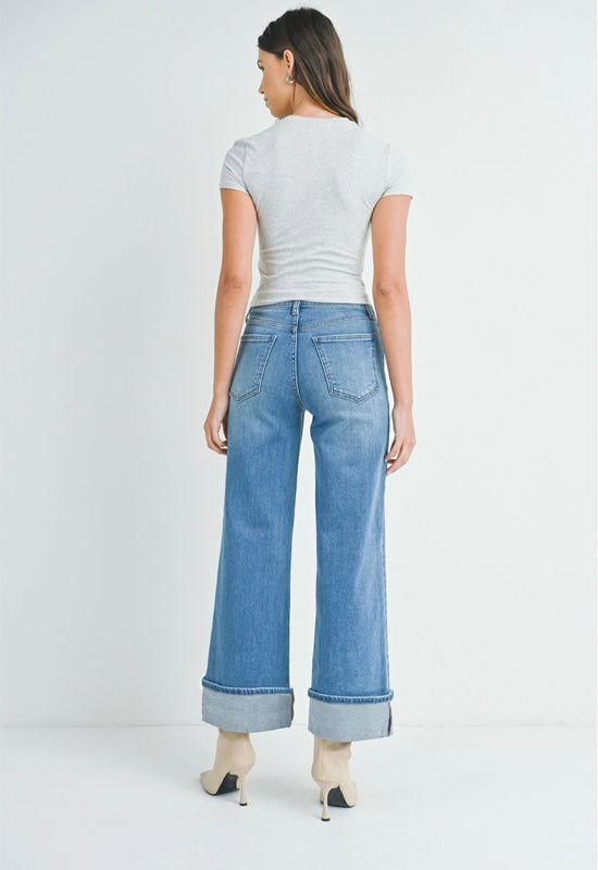 JBD - Cuffed Palazzo Jean Medium Denim