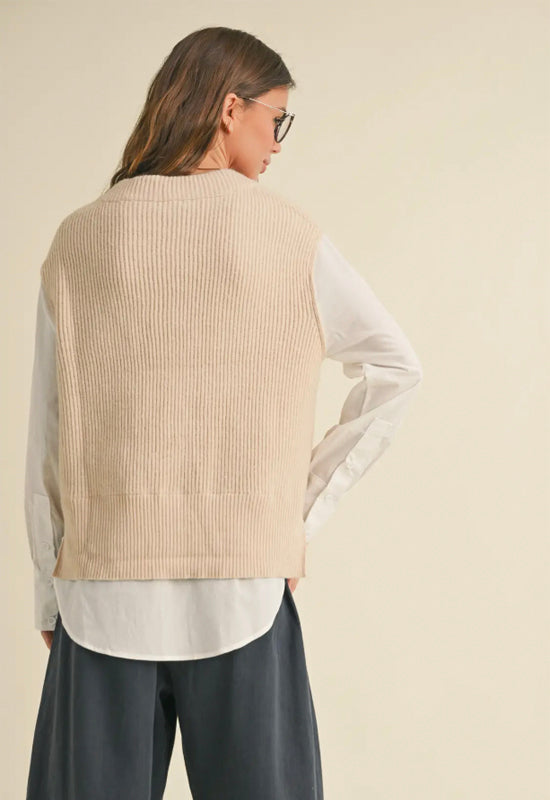 Sweater Shirt Combo - Beige