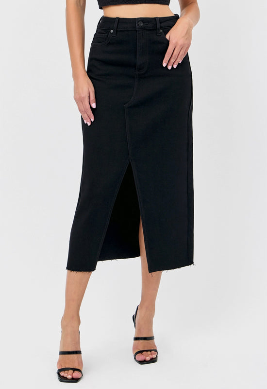 Hidden - 34" Peyton High Rise Midi Skirt Black