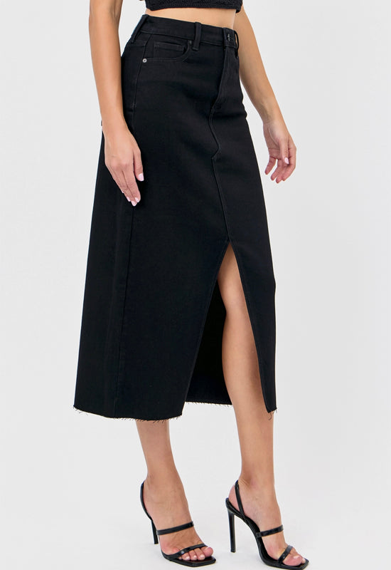 Hidden - 34" Peyton High Rise Midi Skirt Black