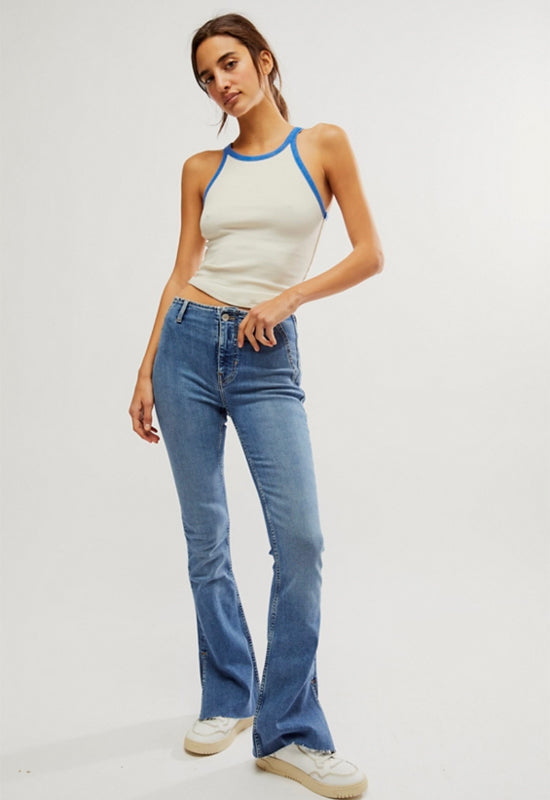 Free People - Level Up Slit Bootcut Jean Sunburst Blue