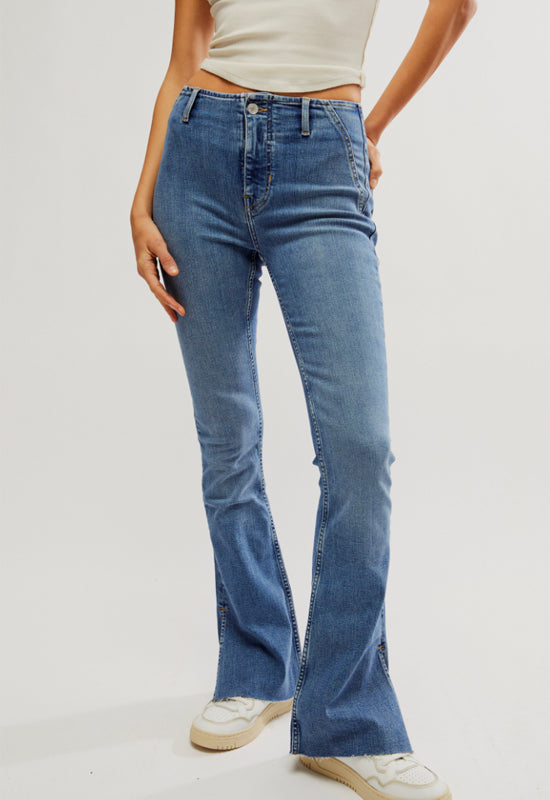 Free People - Level Up Slit Bootcut Jean Sunburst Blue