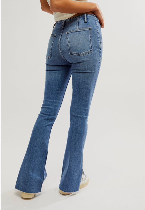 Free People - Level Up Slit Bootcut Jean Sunburst Blue