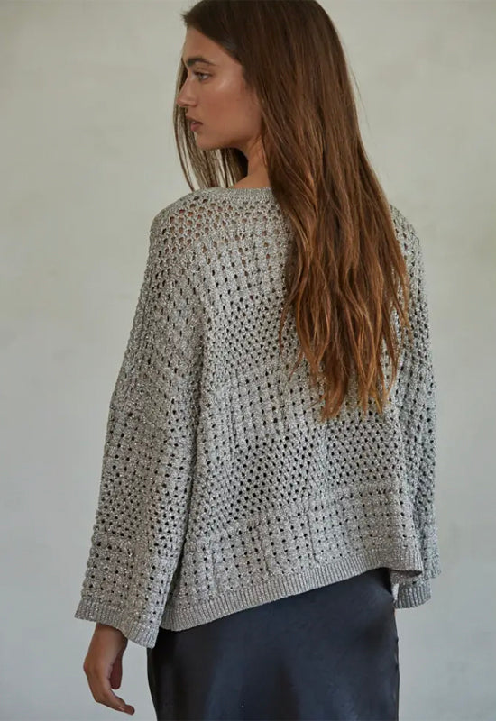 Lurex Crochet Sweater - Silver