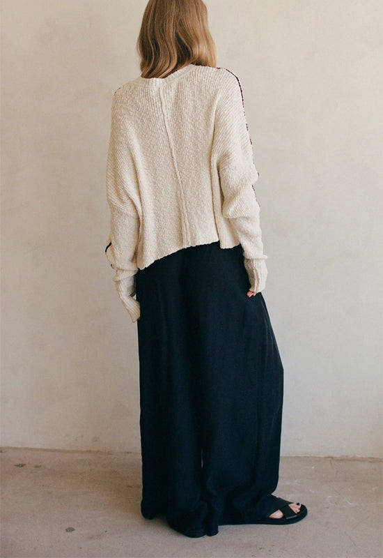 Knit Acrylic Pullover Top - Cream