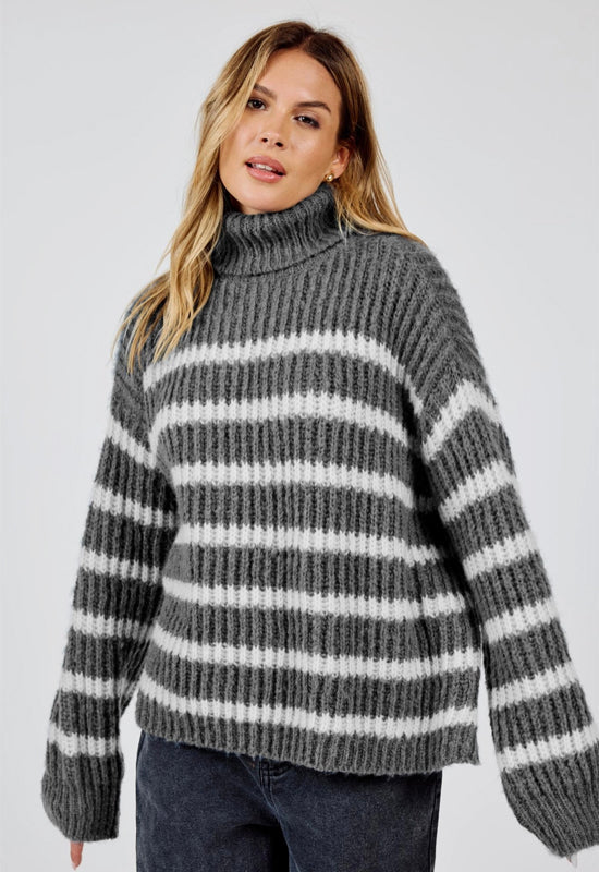 Sadie & Sage - Aki Sweater Charcoal Ivory