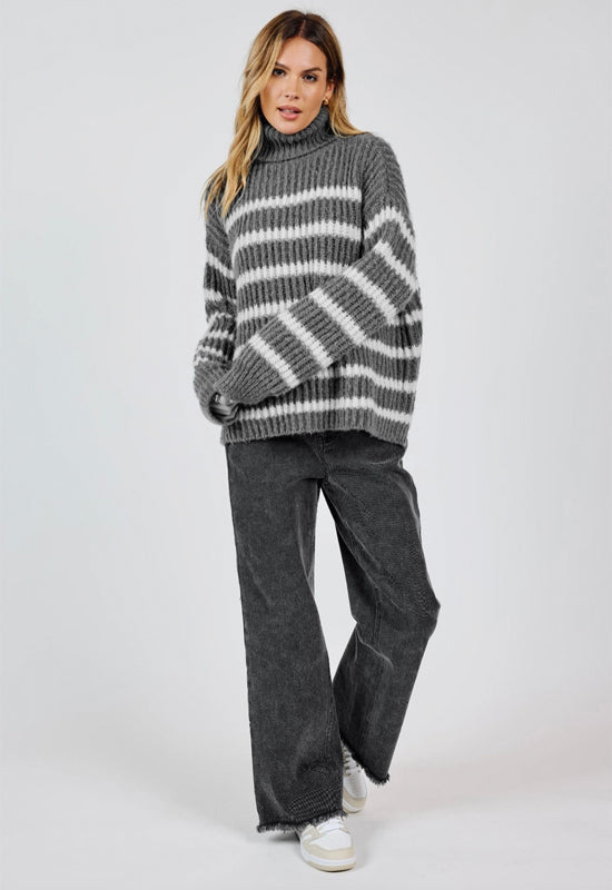 Sadie & Sage - Aki Sweater Charcoal Ivory