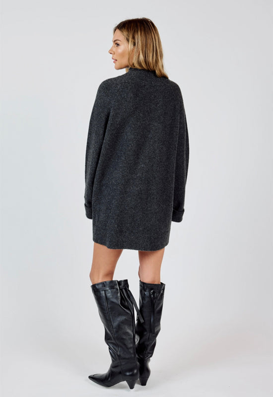 Sadie & Sage - Carson High Neck Sweater Dress Charcoal