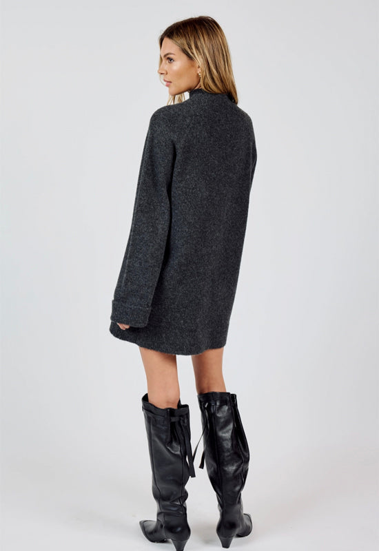 Sadie & Sage - Carson High Neck Sweater Dress Charcoal