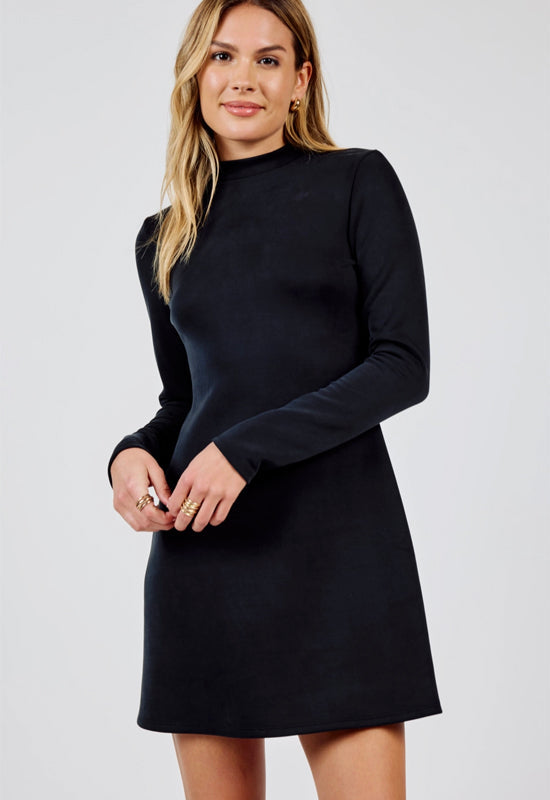 Sadie & Sage - Hustle Mock Neck Mini Dress Black